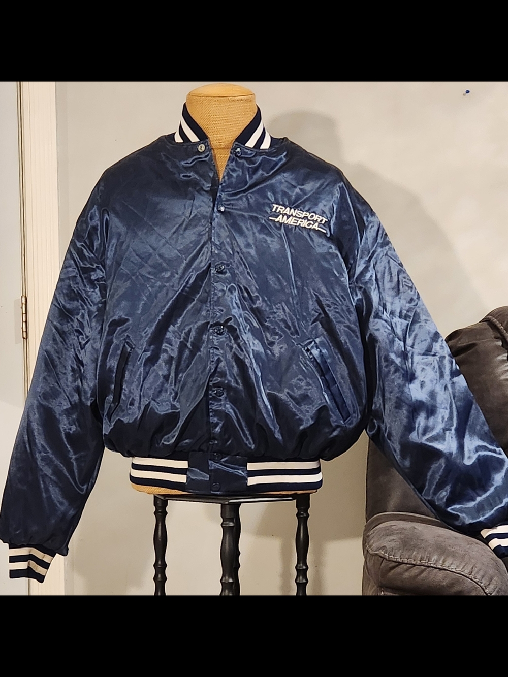 vintage Transport America satin bomber jacket, produced in 1980s or 1990 XL